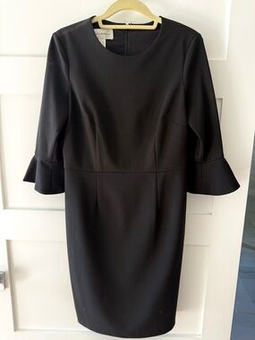 Donna Morgan Black Sheath Dress with Fluted Sleeves